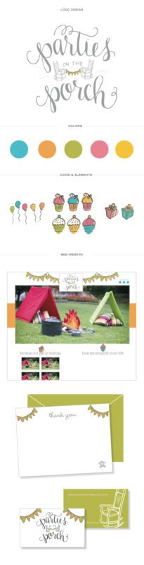 cute brand identity, kids branding, bright, colorful brand identity, party planner brand identity
