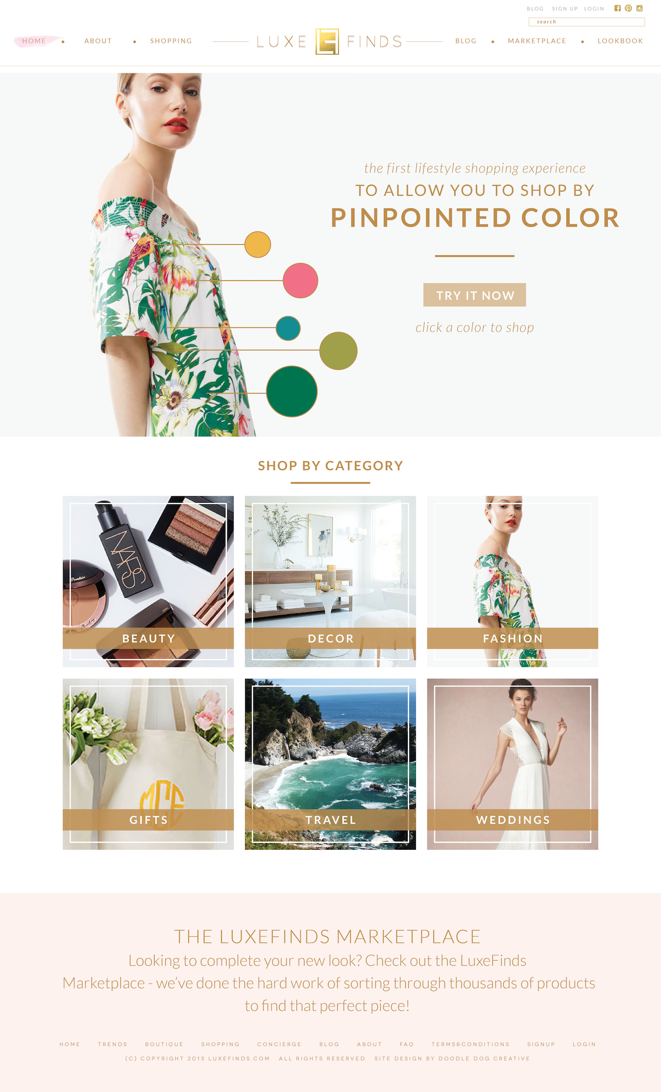 Custom Website Design: Luxury Product Curator, LuxeFinds | Doodle Dog