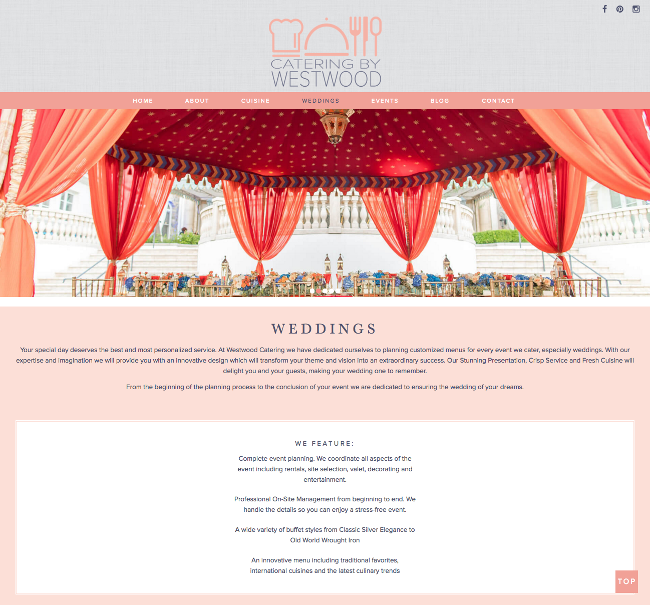 custom wordpress website for catering company